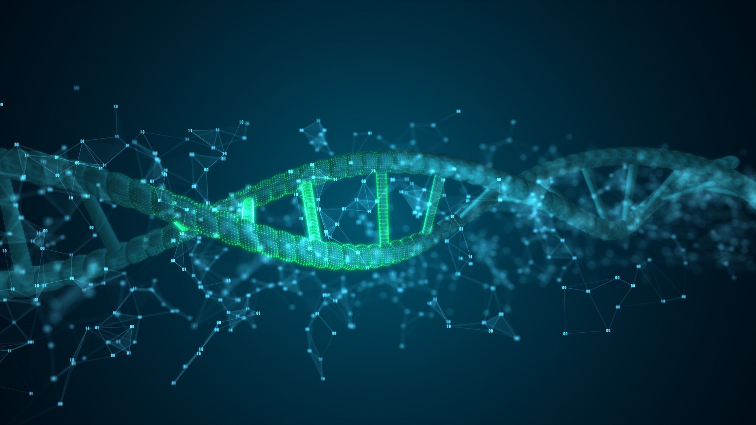 Abstract digits DNA scanning molecule For biology, biotechnology, chemistry, science, medicine, cosmetics, medical, background
